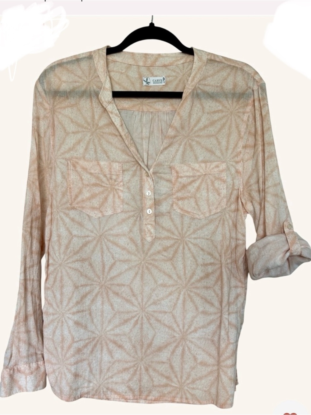 Carve Designs Peach Geo-Print V-Neck Tunic